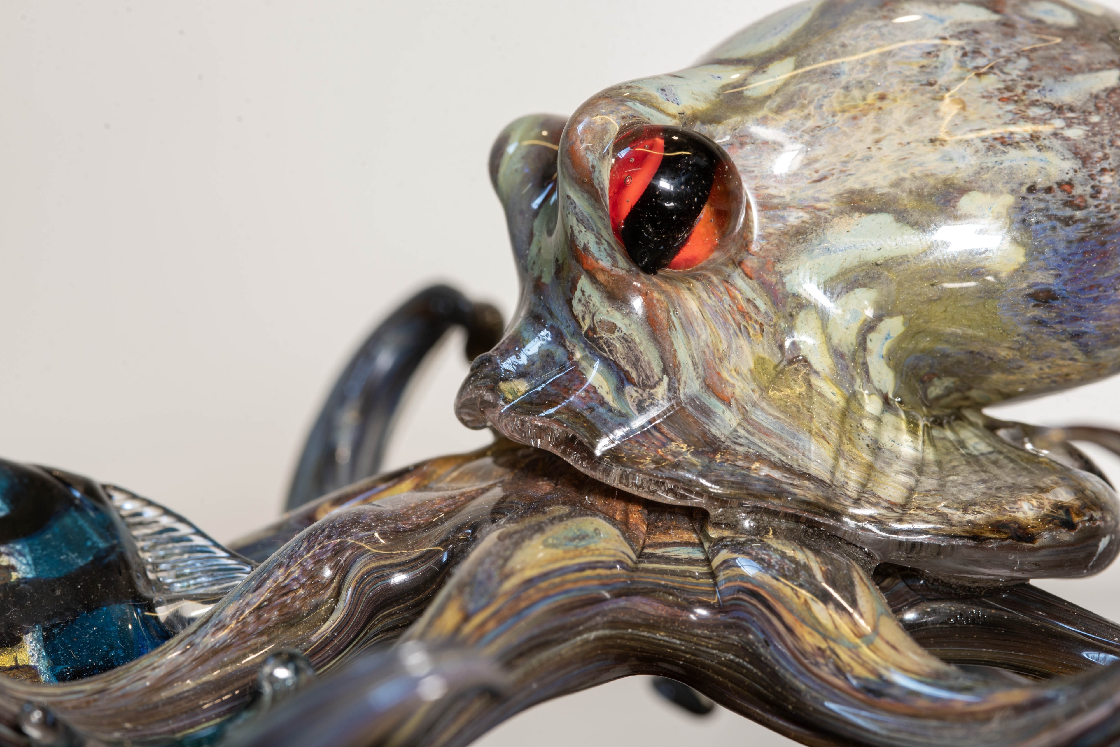 Handblown Murano Glass Octopus and Fish Sculpture – Marine Life Art