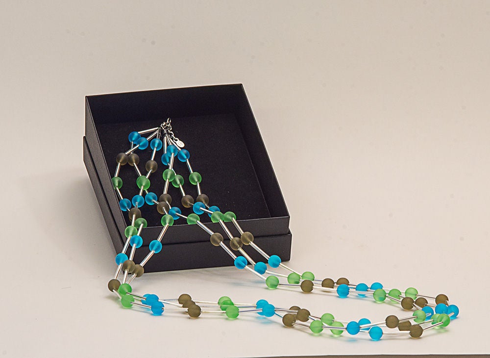 Murano glass necklace made by Cesare Sent original made in Italy elegant color multi strands long necklace crafts jewellery Statement gift