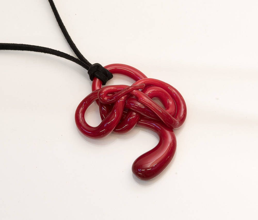 Red glass jewel, alcantara lace, adjustable length, Murano glass beads, Murano glass jewelry, summer fashion,italian design jewel, gift.