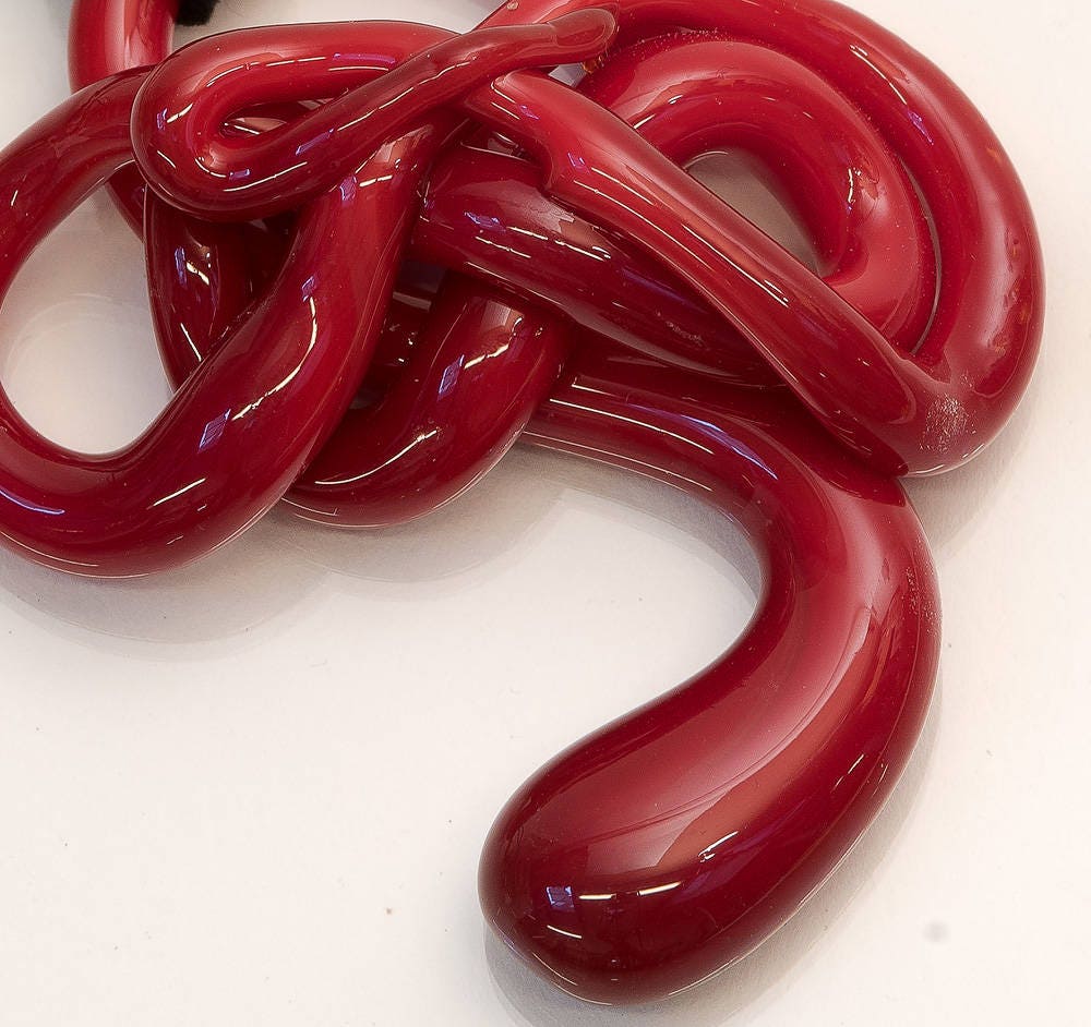 Red glass jewel, alcantara lace, adjustable length, Murano glass beads, Murano glass jewelry, summer fashion,italian design jewel, gift.