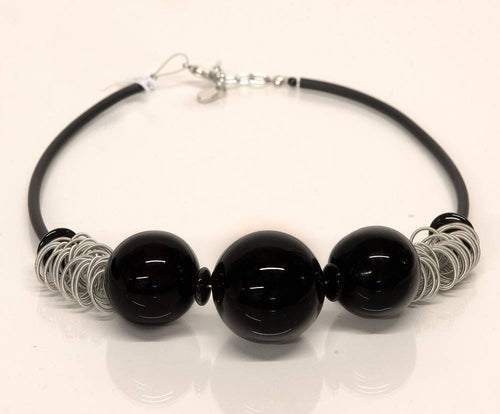 Blown glass rubber necklace -Glass bubbles - Spheres - Colorful transparent beads - statement necklace - Rubber necklace - Murano glass