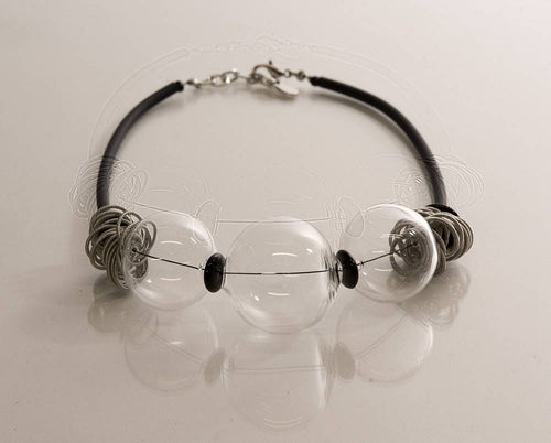 Blown glass rubber necklace -Glass bubbles - Spheres - Colorful transparent beads - statement necklace - Rubber necklace - Murano glass