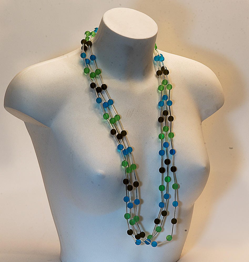Murano glass necklace made by Cesare Sent original made in Italy elegant color multi strands long necklace crafts jewellery Statement gift