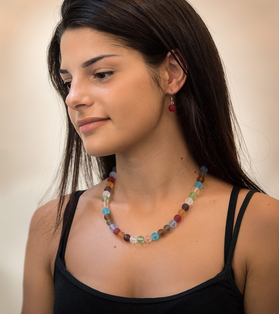 SLIM collana Necklace Murano glass handmade by Cesare Sent original made in italy elegant fashion modern matt accessory colors crafts nice