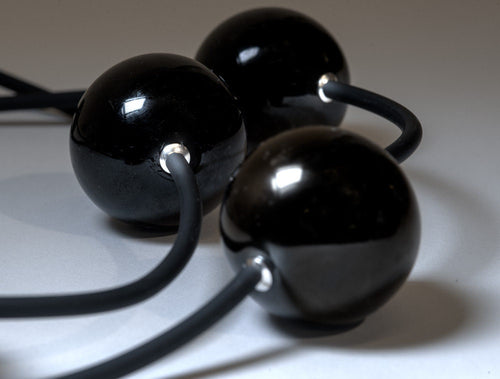 Blown glass necklace -Glass bubbles - Spheres - Colorful transparent beads - statement necklace - Rubber cord - Murano glass