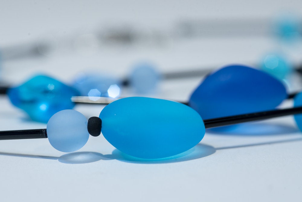 LAURA Murano glass necklace handmade in Murano by Cesare Sent original made in Italy fashion sandblasted beads crafts lampwork long necklace