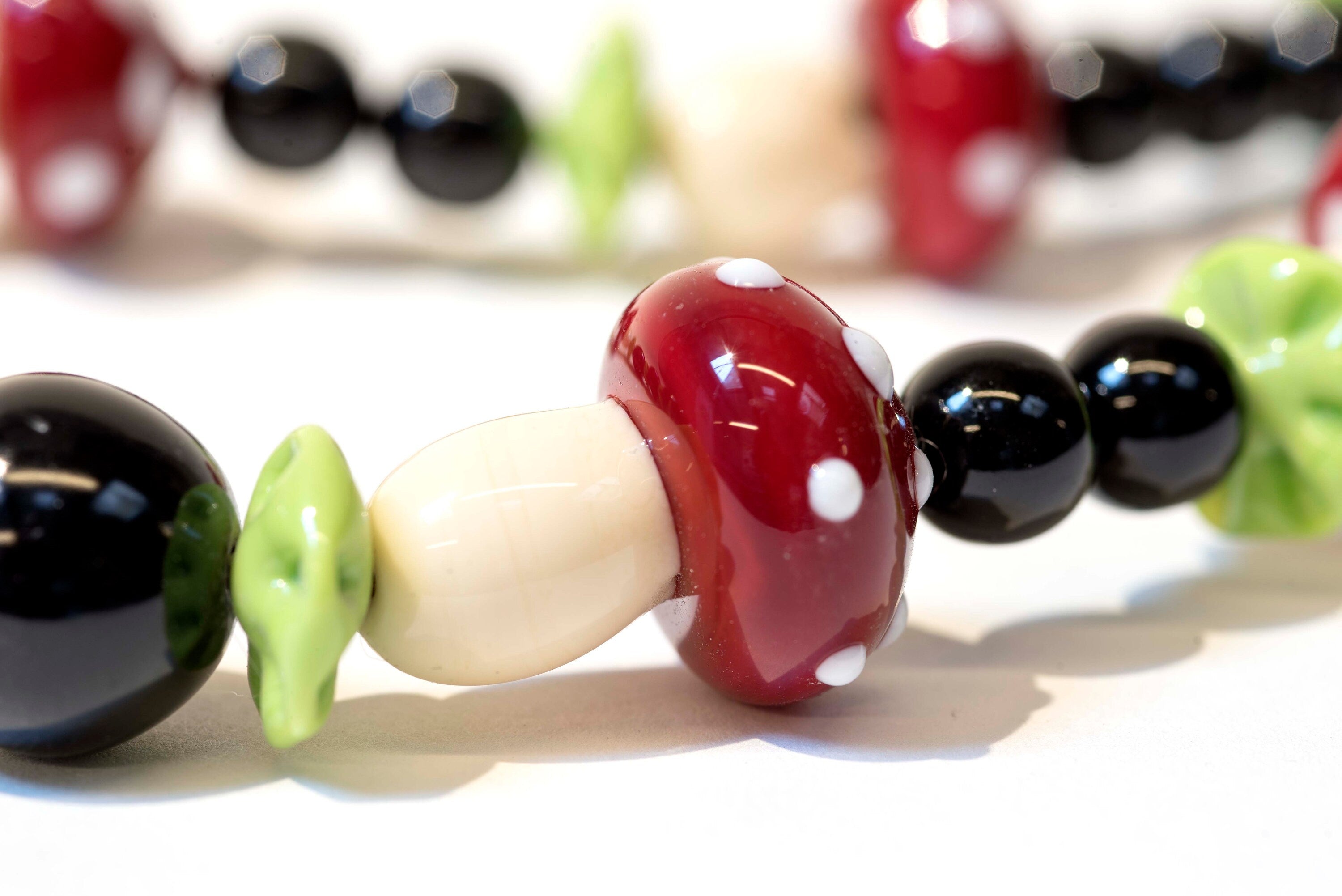 Murano Glass Mushroom Necklace & Earrings Set, Italian Jewelry