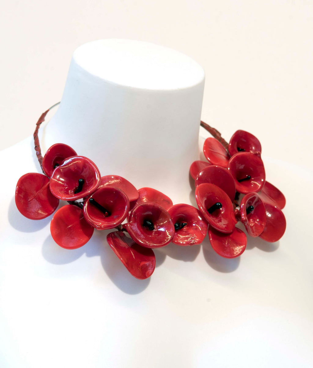 Calla Murano glass necklace handmade in Murano by Cesare Sent original made in Italy wonderful choker glass flowers crafts elegant jewellery