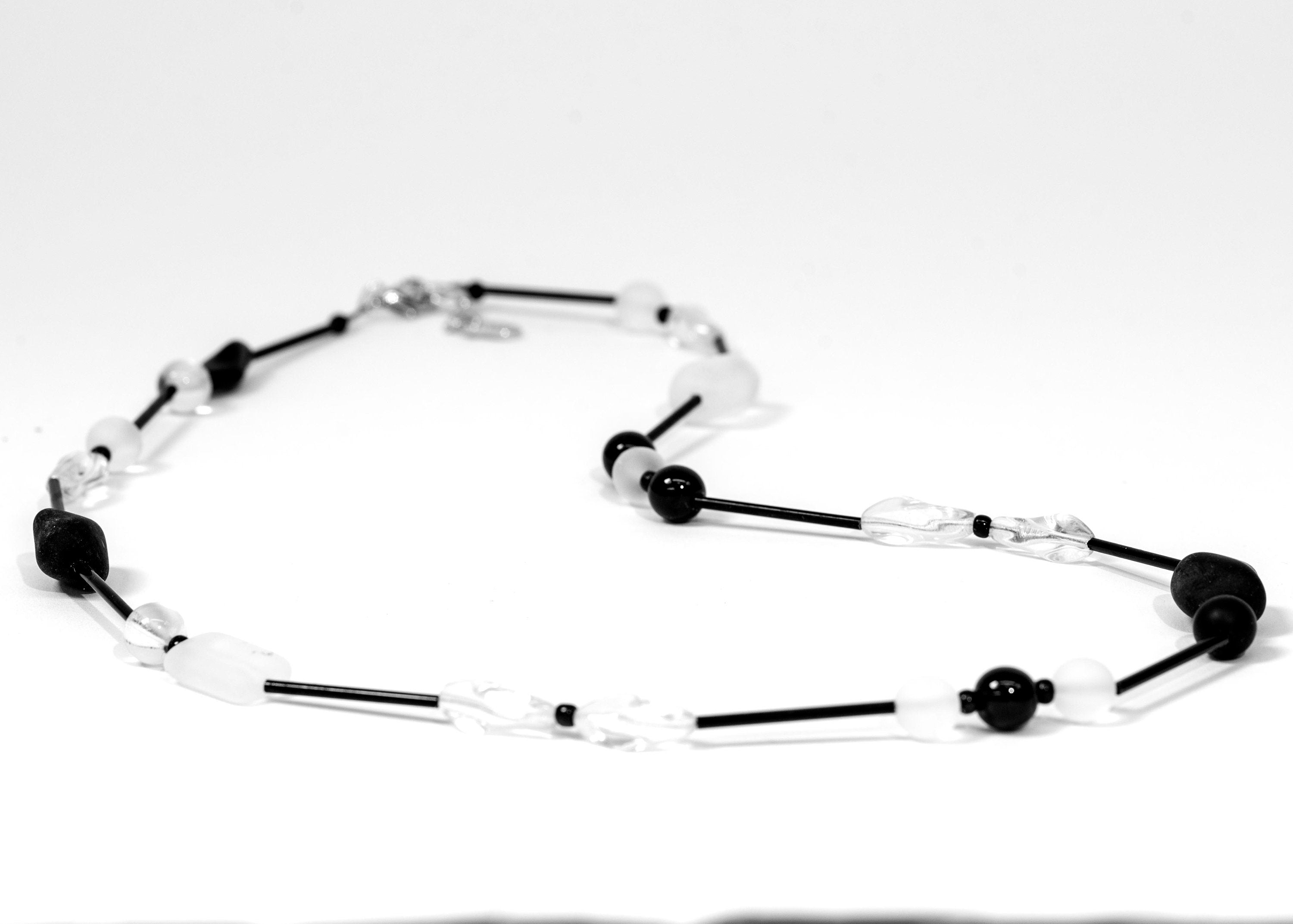 LAURA Murano glass necklace handmade in Murano by Cesare Sent original made in Italy fashion sandblasted beads crafts lampwork long necklace