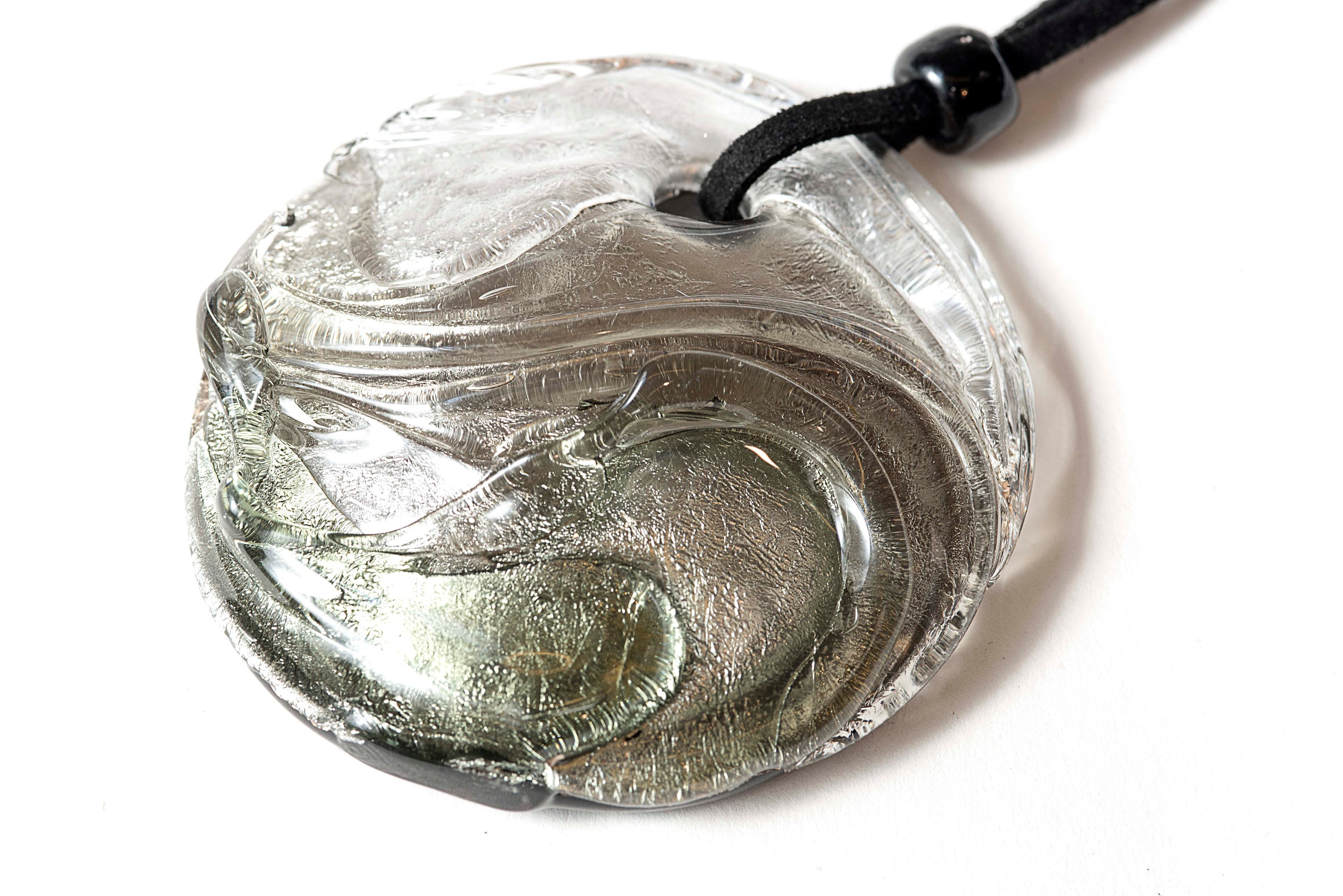 ONDA glass medallion handmade in Murano by Cesare Sent original necklace made in Italy elegant modern glass craft lampworking