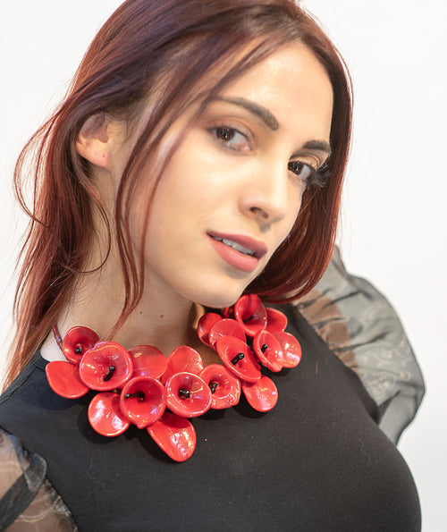 Calla Murano glass necklace handmade in Murano by Cesare Sent original made in Italy wonderful choker glass flowers crafts elegant jewellery