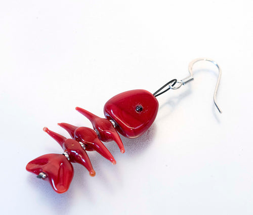 Earrings fish bone. Murano glass earrings handmade in Murano by Cesare Sent original made in Italy fashion very funny and fashion.