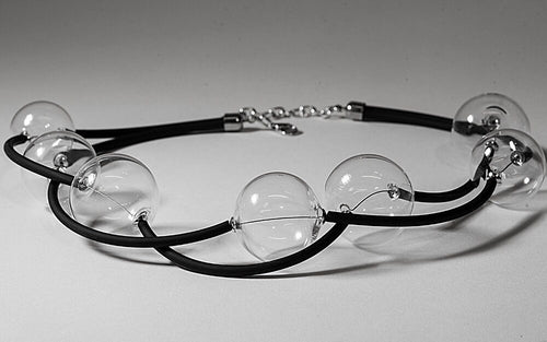 Blown glass rubber necklace -Glass bubbles - Spheres - transparent beads - statement necklace - Rubber necklace - Murano glass