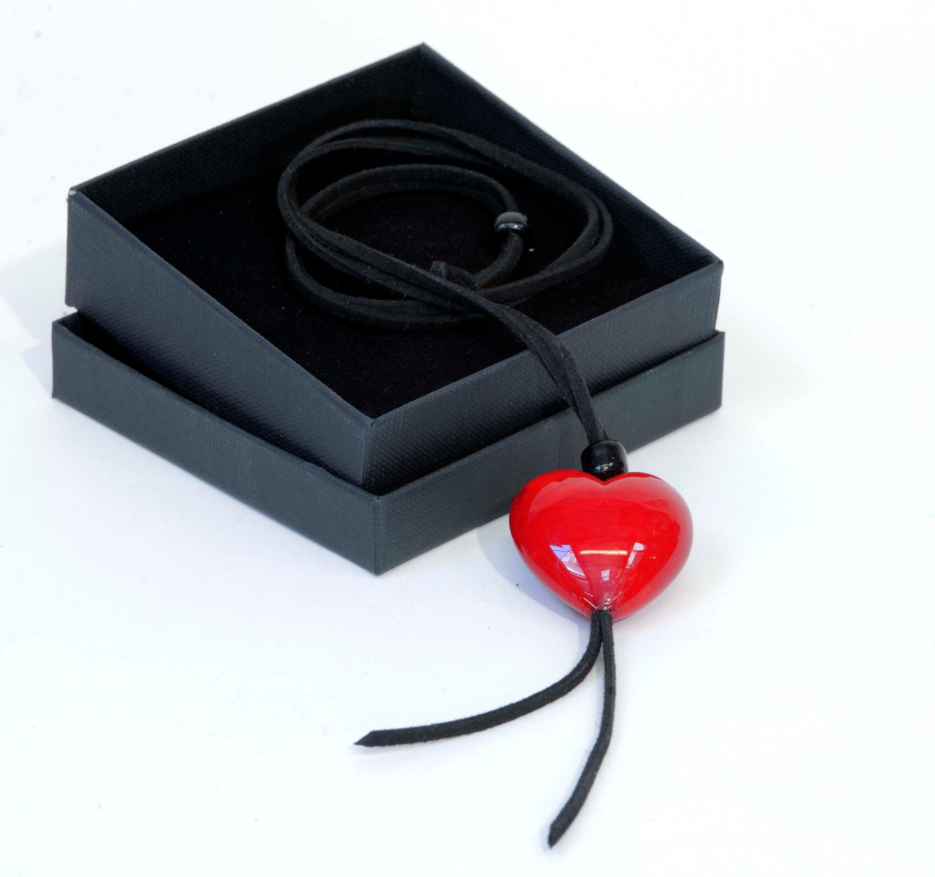 HEART Murano glass charm handmade in Murano by Cesare Sent original made in Italy fashion glass pendant alcantar slim cord crafts nice