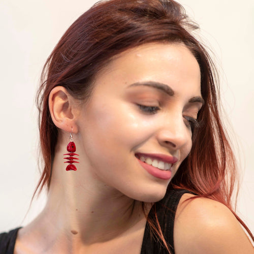 Earrings fish bone. Murano glass earrings handmade in Murano by Cesare Sent original made in Italy fashion very funny and fashion.