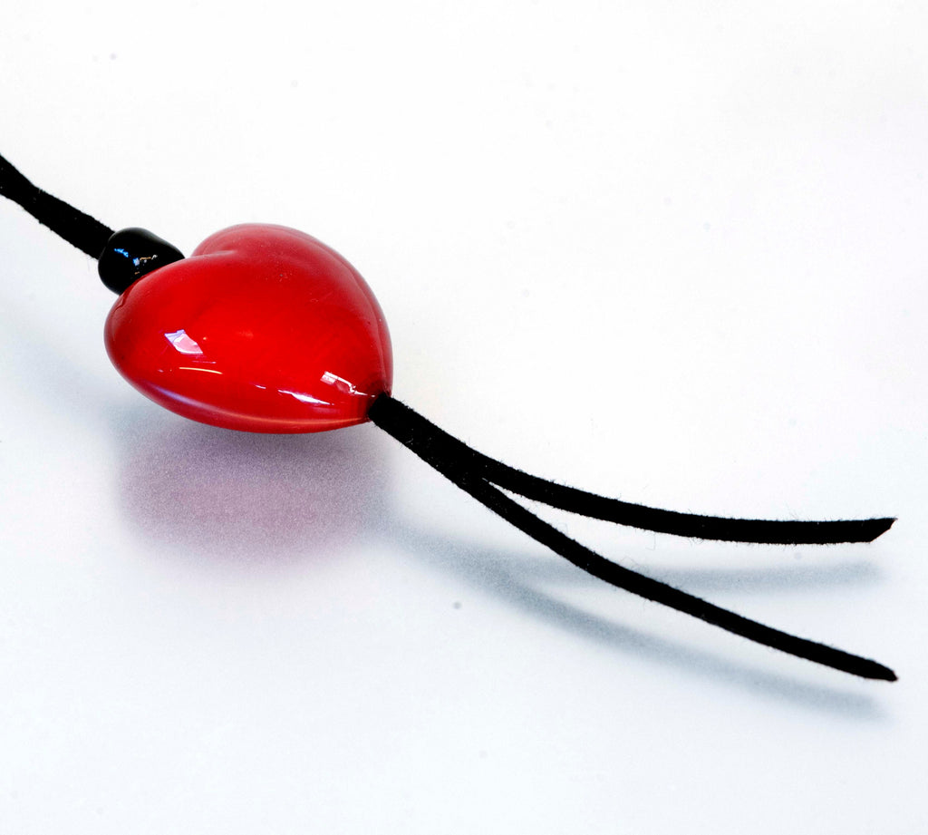 HEART Murano glass charm handmade in Murano by Cesare Sent original made in Italy fashion glass pendant alcantar slim cord crafts nice