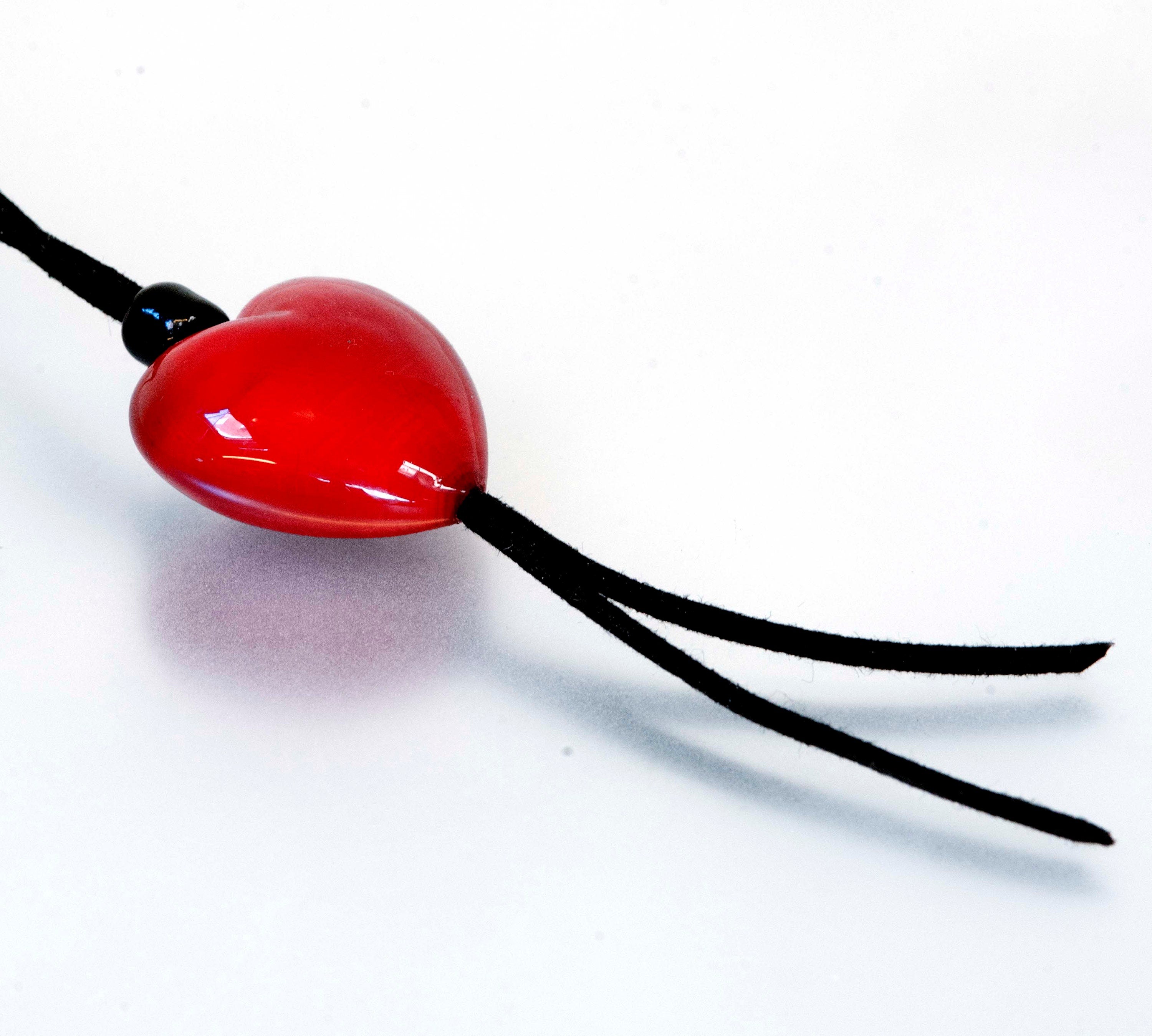 HEART Murano glass charm handmade in Murano by Cesare Sent original made in Italy fashion glass pendant alcantar slim cord crafts nice