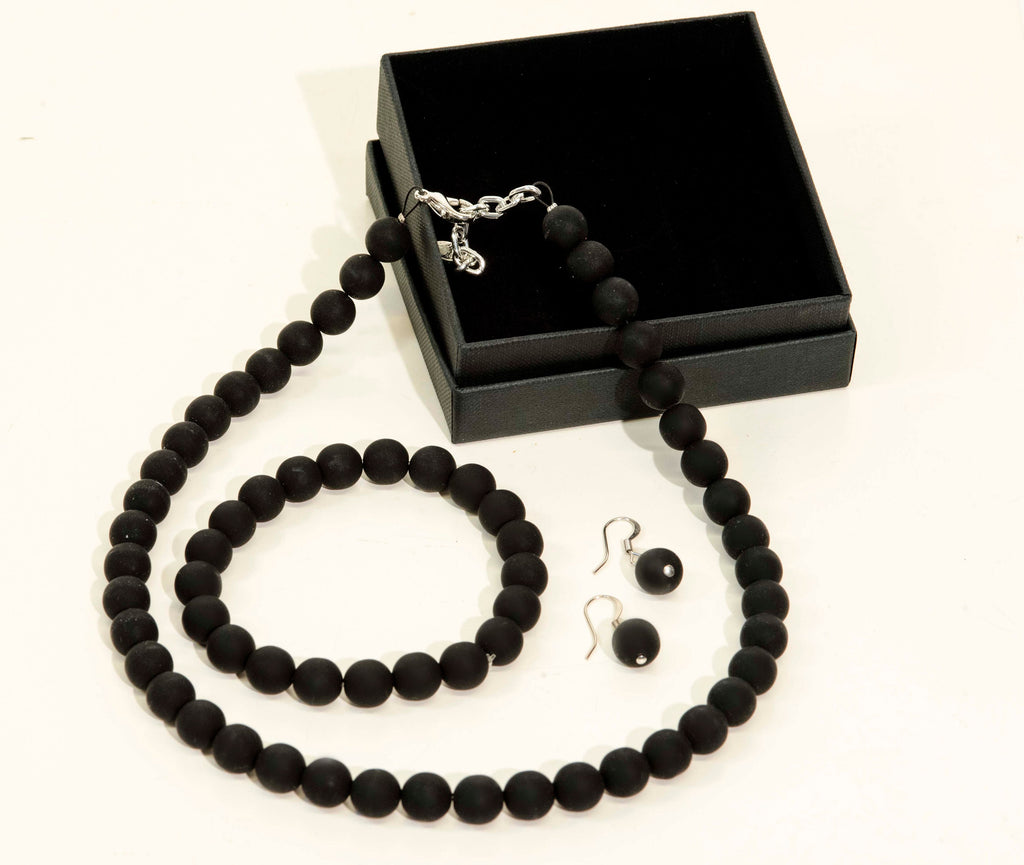 Necklace- bracelet- earrings - Murano glass parure - handmade by Cesare Sent original made in Italy crafts - frosted glass - gift - bisex