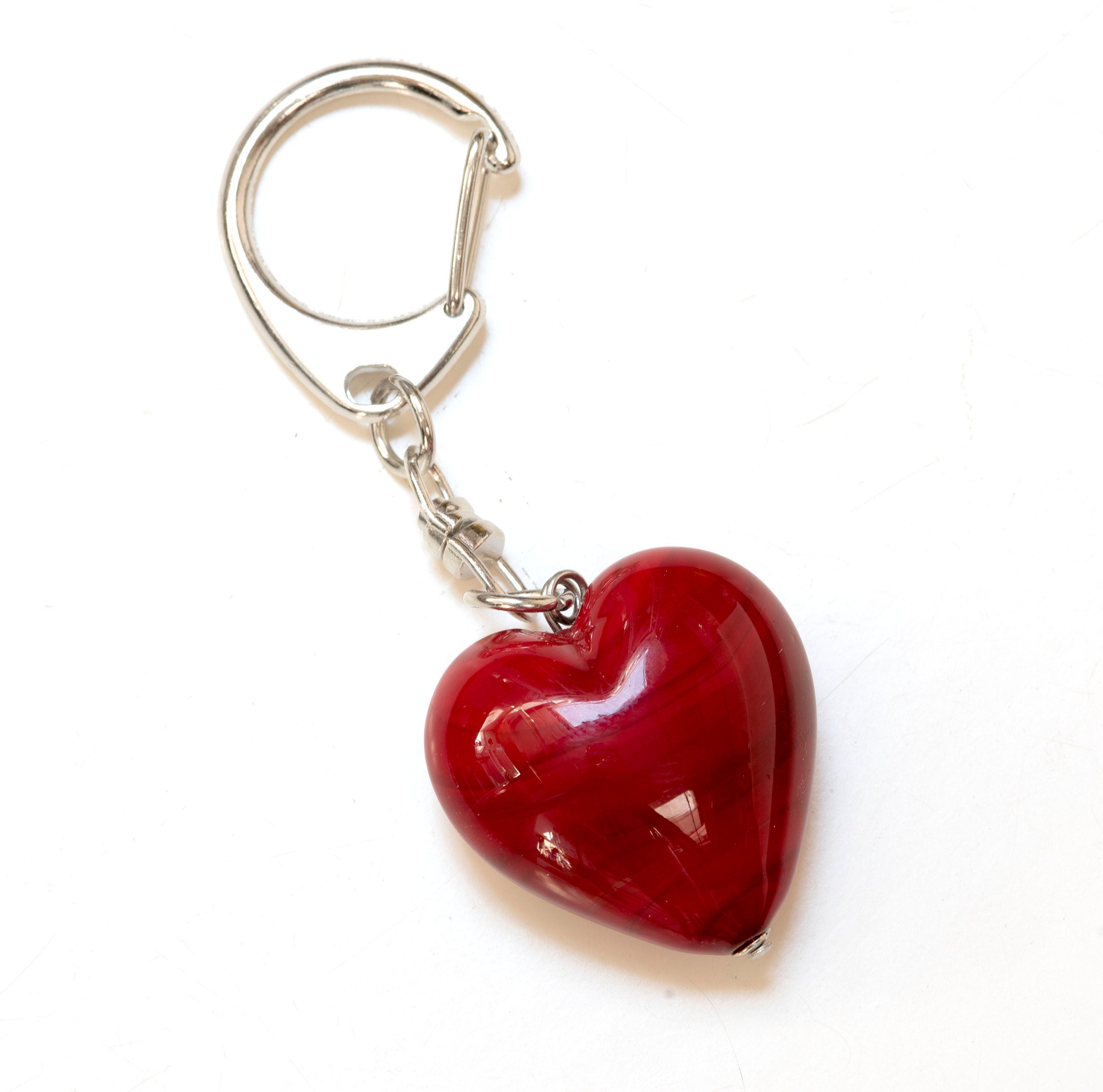 Keyheart Murano glass keychain handmade in Murano by Cesare Sent original made in Italy funny accessory fashion crafts glass heart