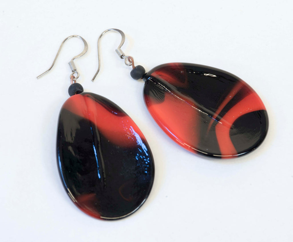 PETALI Murano glass earrings handmade in Murano by Cesare Sent original made in Italy elegant red glass jewelry crafts fashion flowers glass