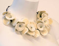 Glass necklace. Statement collier handmade.Traditional Venetian technique. Murano glass leafs. Winter fashion. Sculptural ornament. Italy