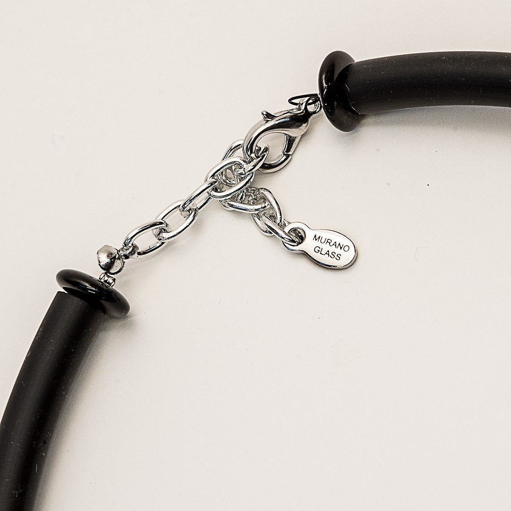 Murano glass necklace handmade Murano glass original made in Italy - Metal wire blown glass necklace - Glass bubbles - Spheres - Statement