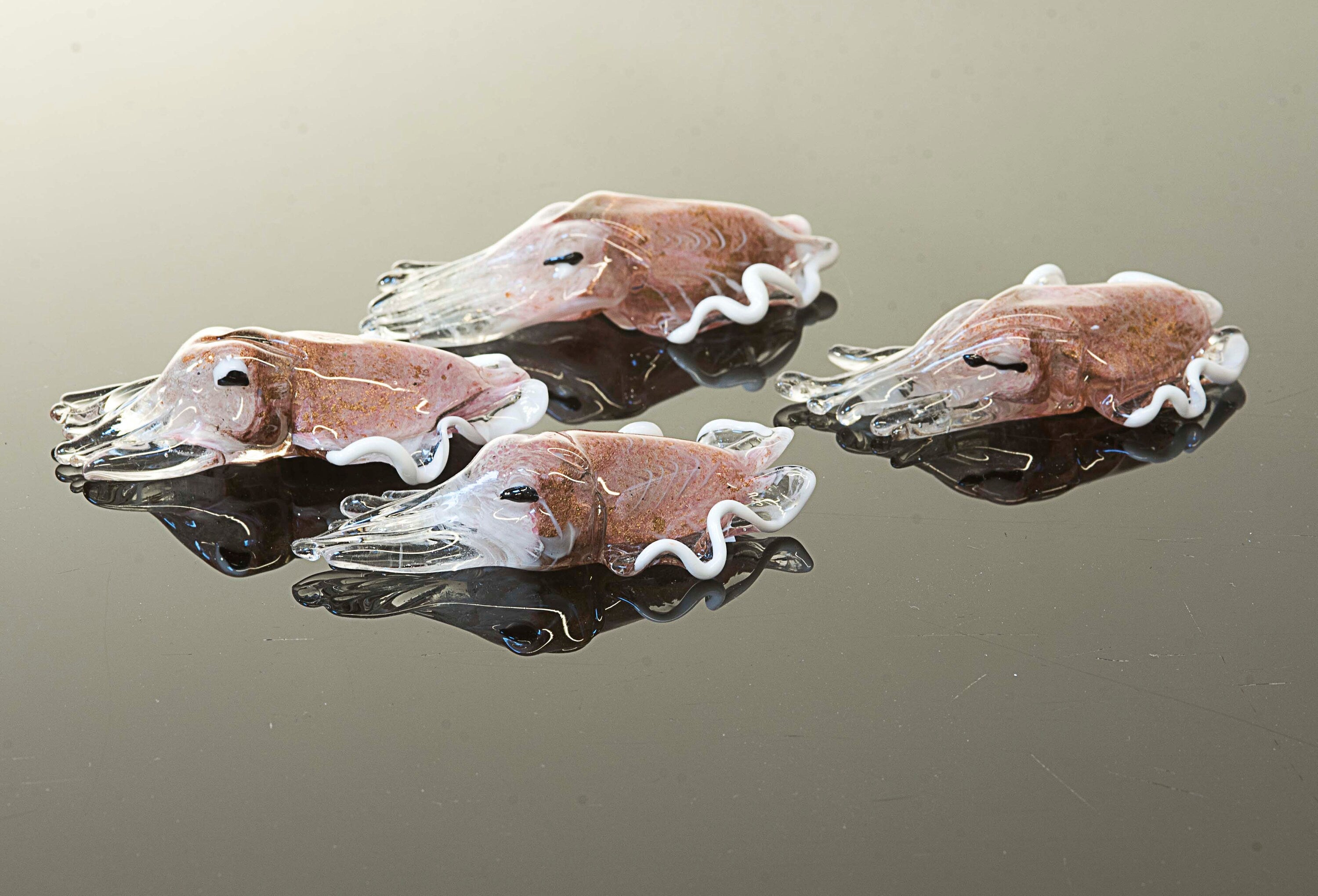 Sepia in Murano glass. Realistic realization in glass . Sculpture of the glass master.