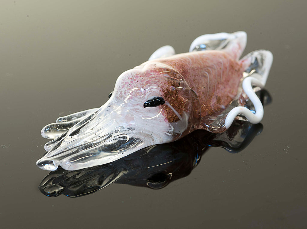 Sepia in Murano glass. Realistic realization in glass . Sculpture of the glass master.