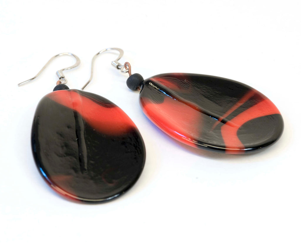 PETALI Murano glass earrings handmade in Murano by Cesare Sent original made in Italy elegant red glass jewelry crafts fashion flowers glass