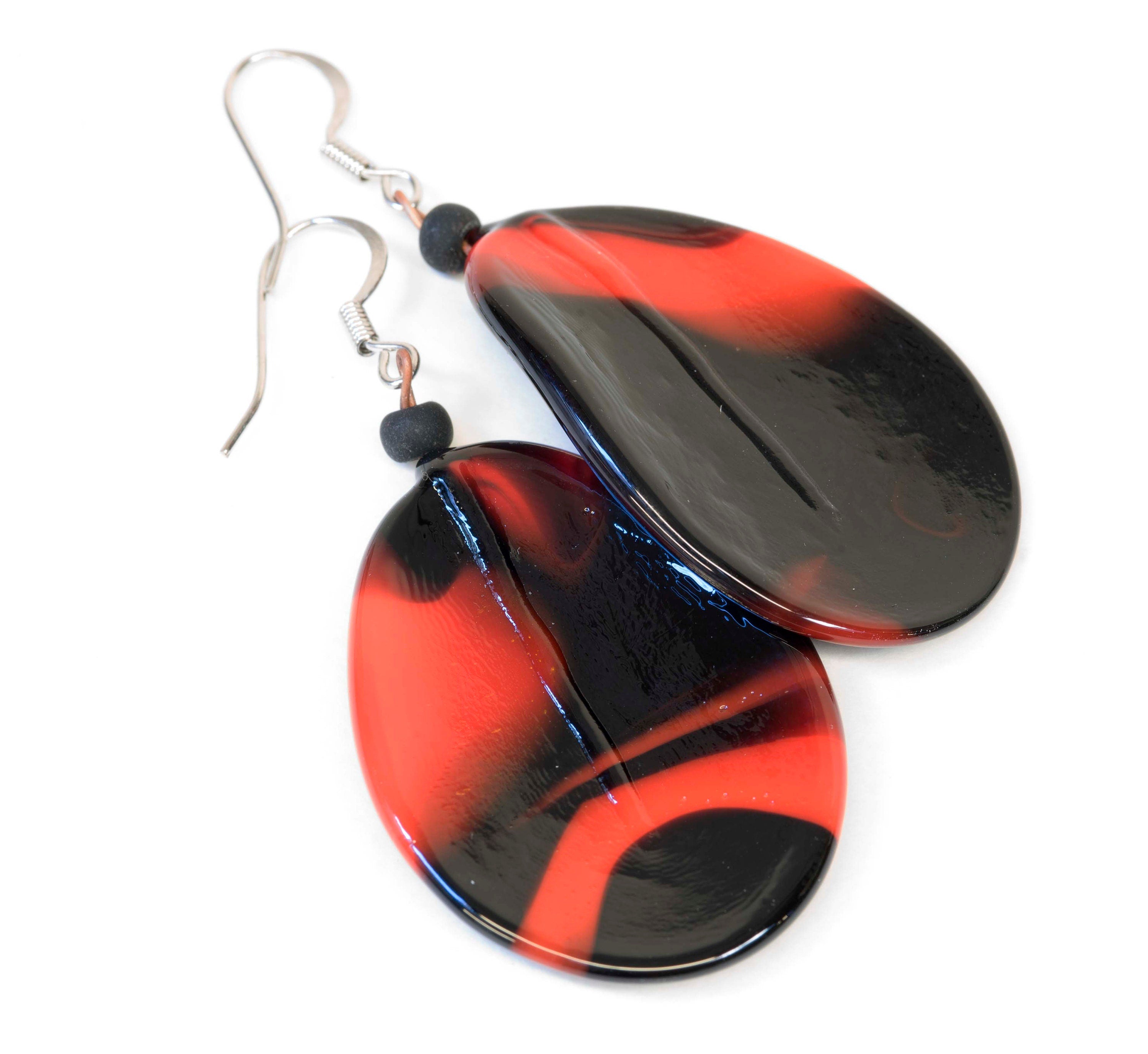 PETALI Murano glass earrings handmade in Murano by Cesare Sent original made in Italy elegant red glass jewelry crafts fashion flowers glass