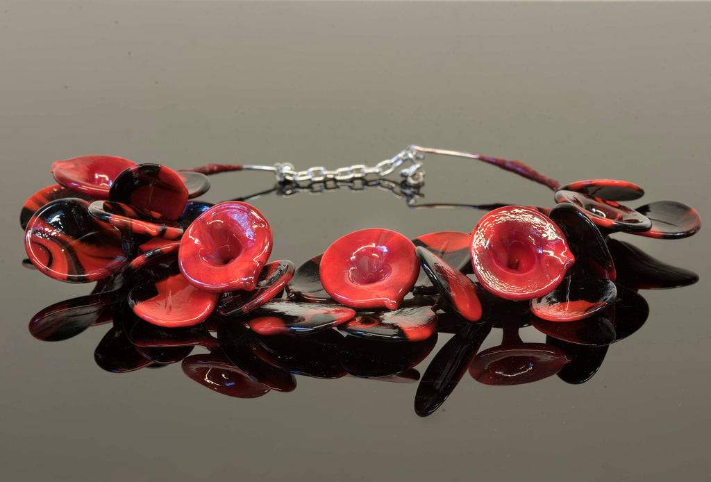 Calla Murano glass necklace original made in Italy wonderful choker glass flowers crafts elegant jewellery Phone essential to ship.