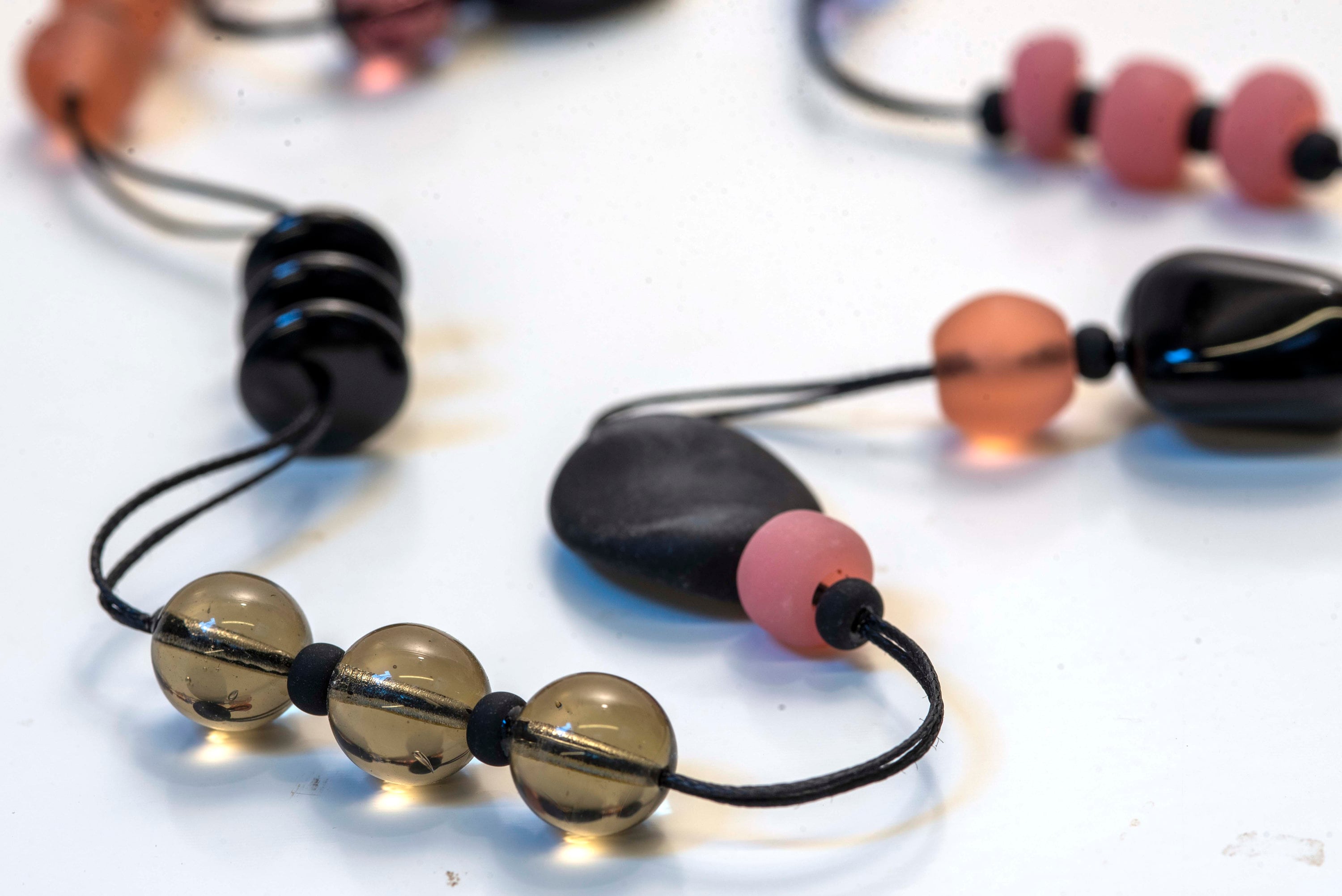 Murano glass necklace, glass necklace, Murano jewelry, Made in Italy, Cesare Sent original sandblasted beads crafts lampwork long necklace