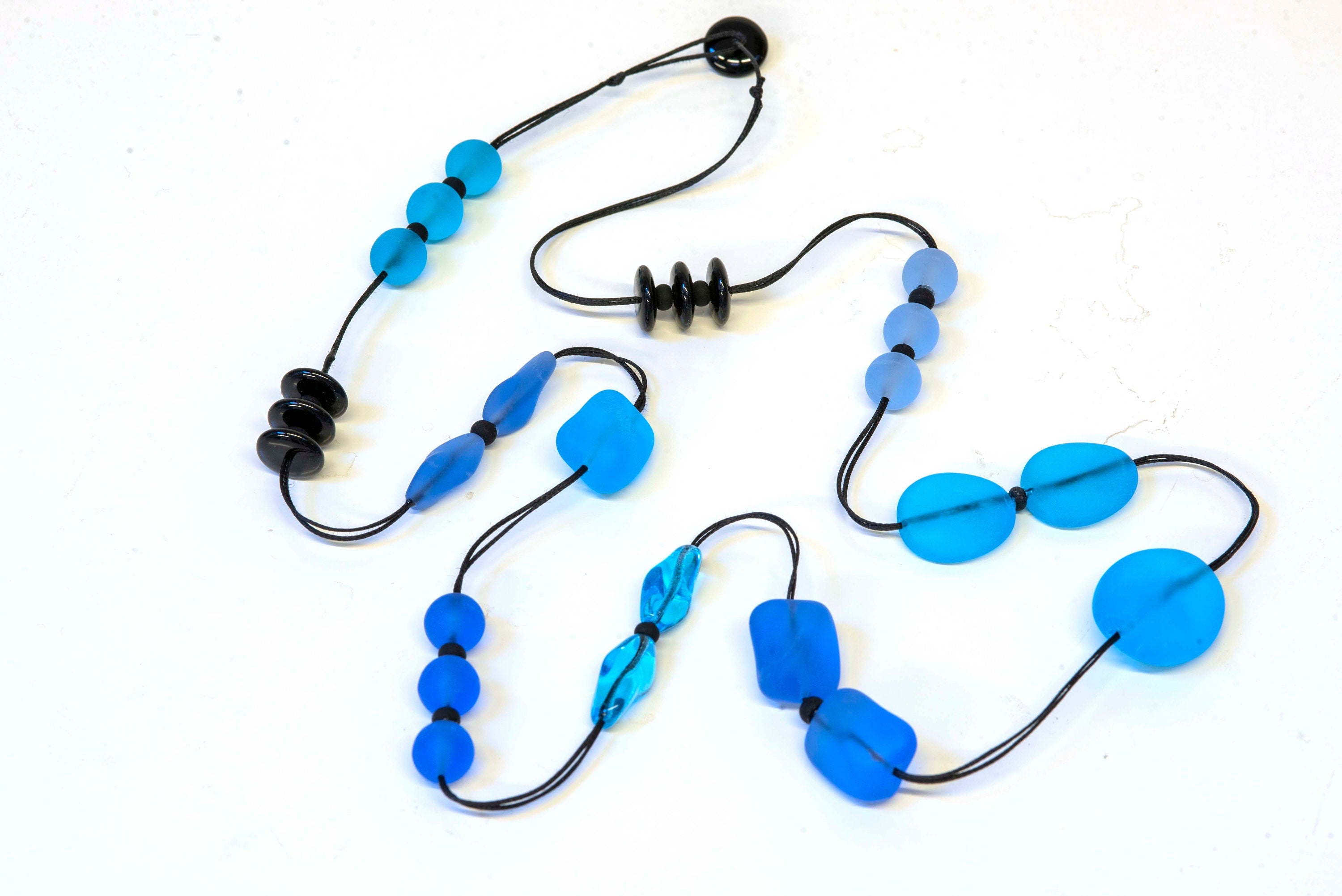 Murano glass necklace, glass necklace, Murano jewelry, Made in Italy, Cesare Sent original sandblasted beads crafts lampwork long necklace