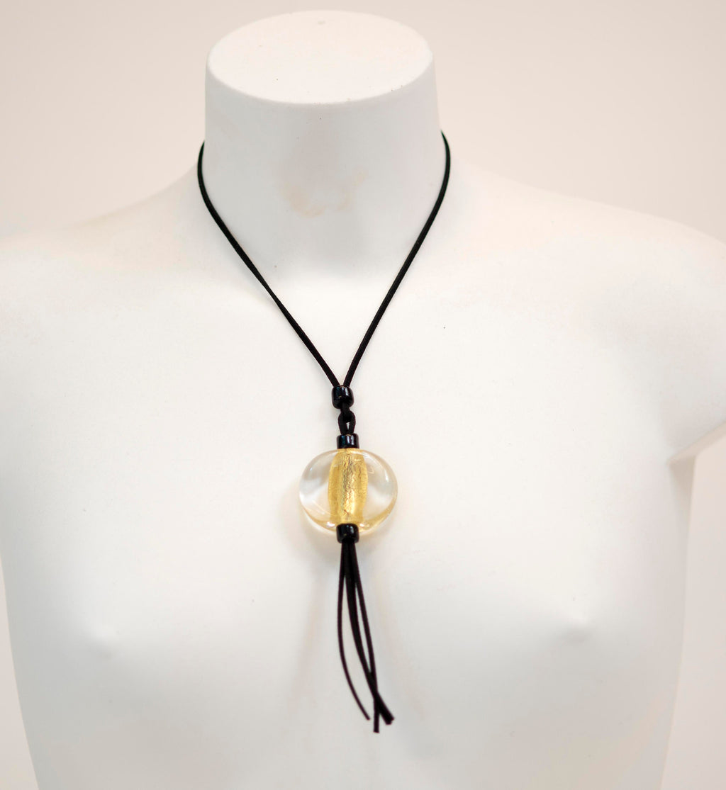 Murano glass necklace handmade in Murano by Cesare Sent original made in italy fashion elegant accessory silver leaf crafts lampworking