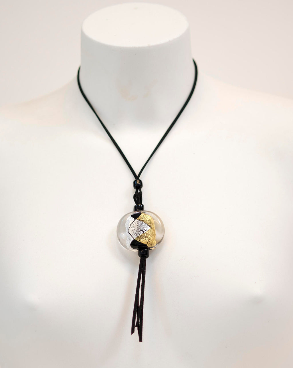 Murano glass necklace handmade in Murano by Cesare Sent original made in italy fashion elegant accessory silver leaf crafts lampworking