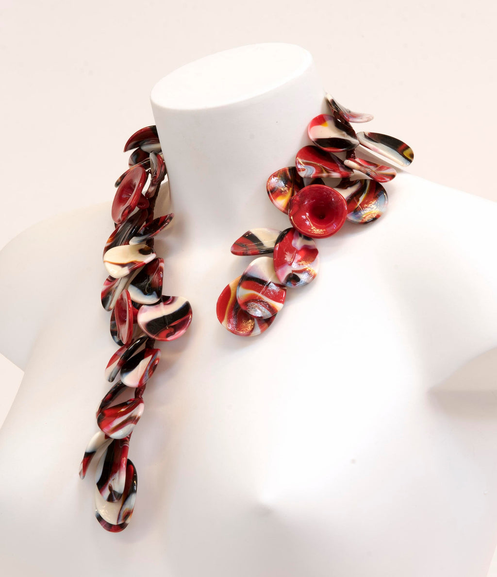 Murano glass necklace handmade original made in Italy wonderful necklace glass flowers crafts elegant jewellery Phone essential to ship.