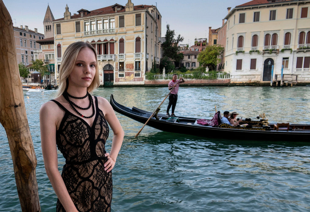 Murano glass necklace handmade by Cesare Sent original made in Italy very long elegant necklace sandblasted glass beads Statement necklace