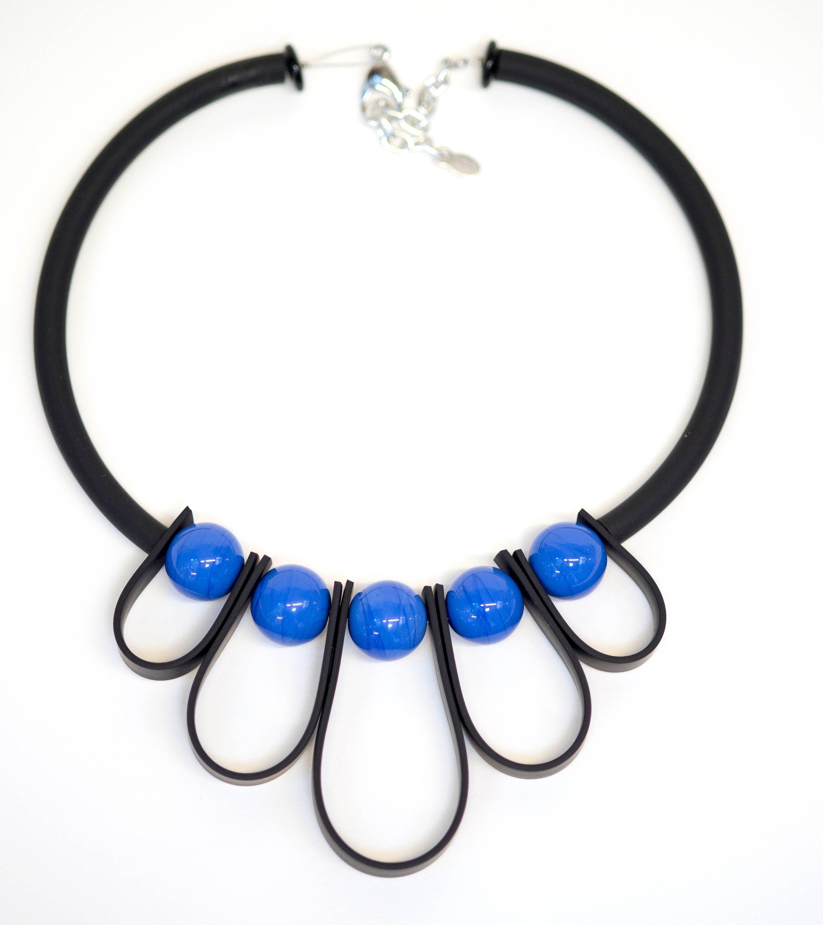 NECKLACE Murano glass handmade in Murano by Cesare Sent original made in Italy glass beads rubber tube fashion modern different crafts