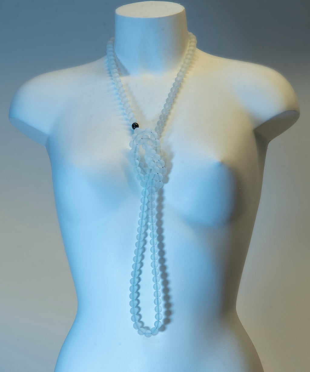 Murano glass necklace handmade by Cesare Sent original made in Italy very long elegant necklace sandblasted glass beads Statement necklace