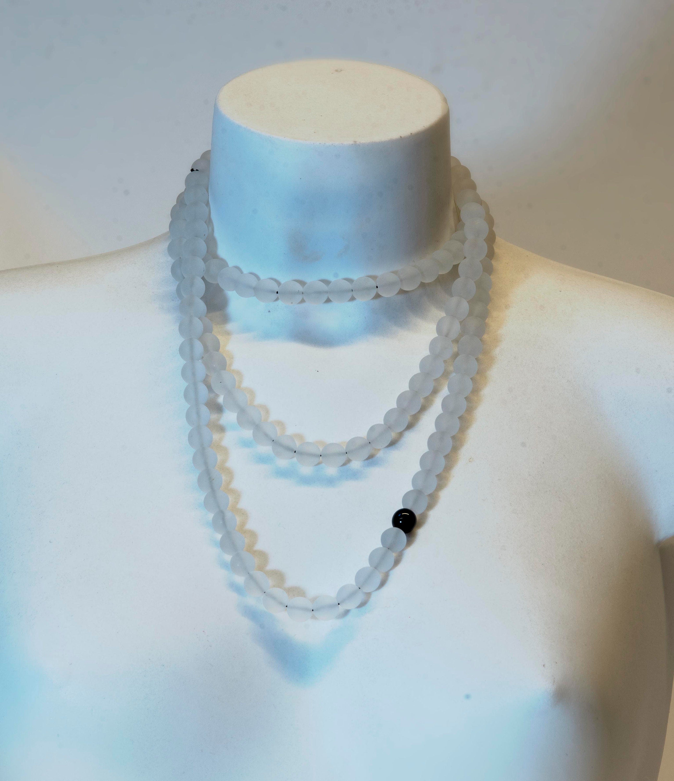 Murano glass necklace handmade by Cesare Sent original made in Italy very long elegant necklace sandblasted glass beads Statement necklace