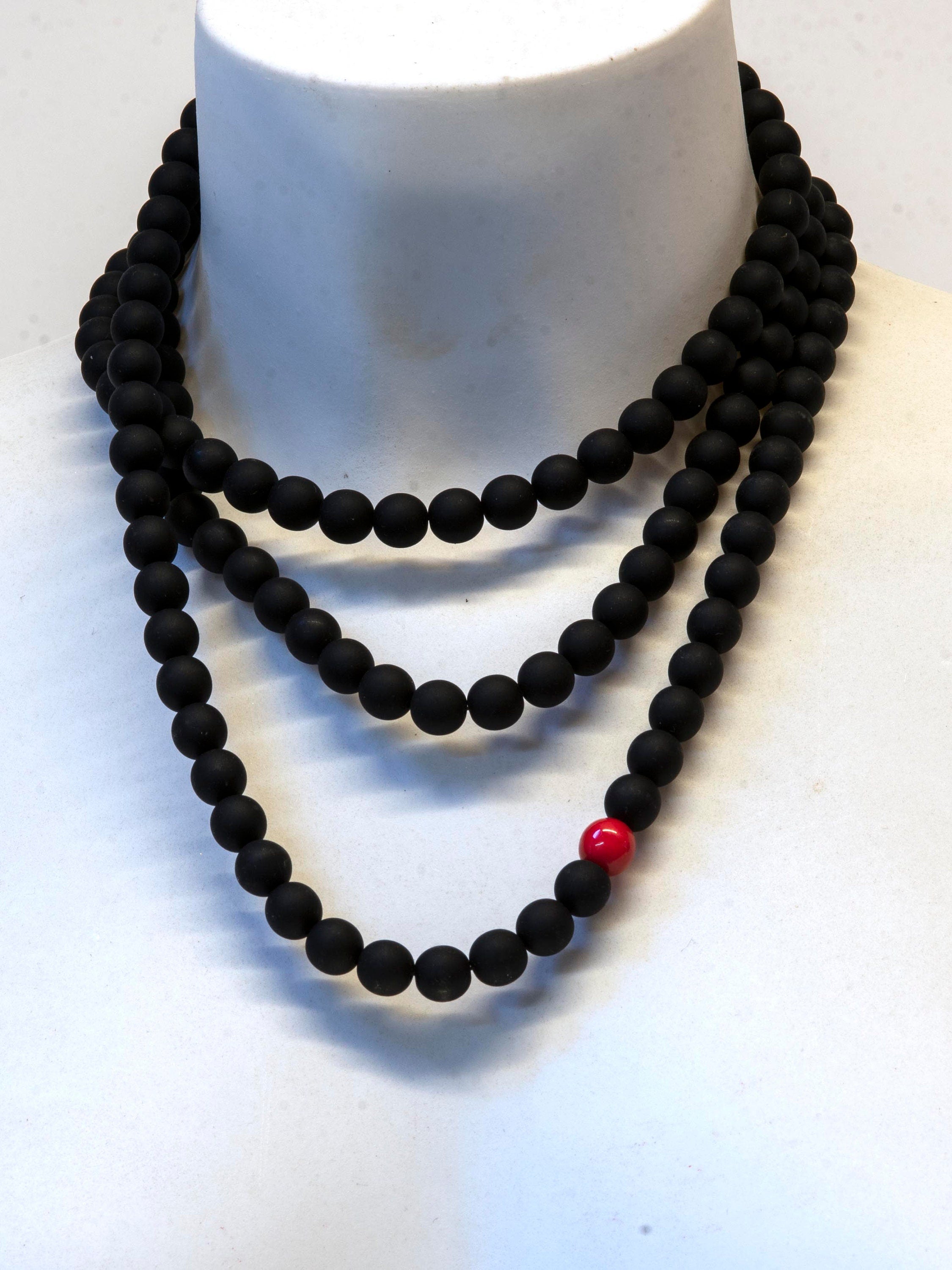 Murano glass necklace handmade by Cesare Sent original made in Italy very long elegant necklace sandblasted glass beads Statement necklace