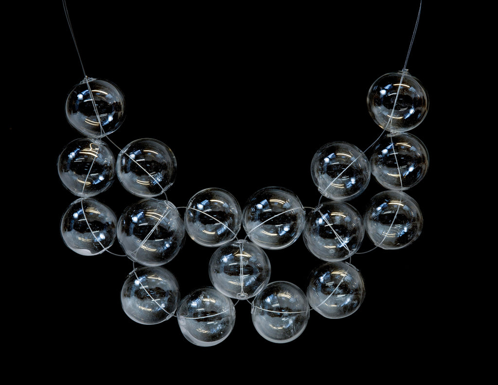 Blown glass necklace -Glass bubbles - Spheres - transparent beads - necklace - Murano glass- Murano necklace Phone essential to ship.