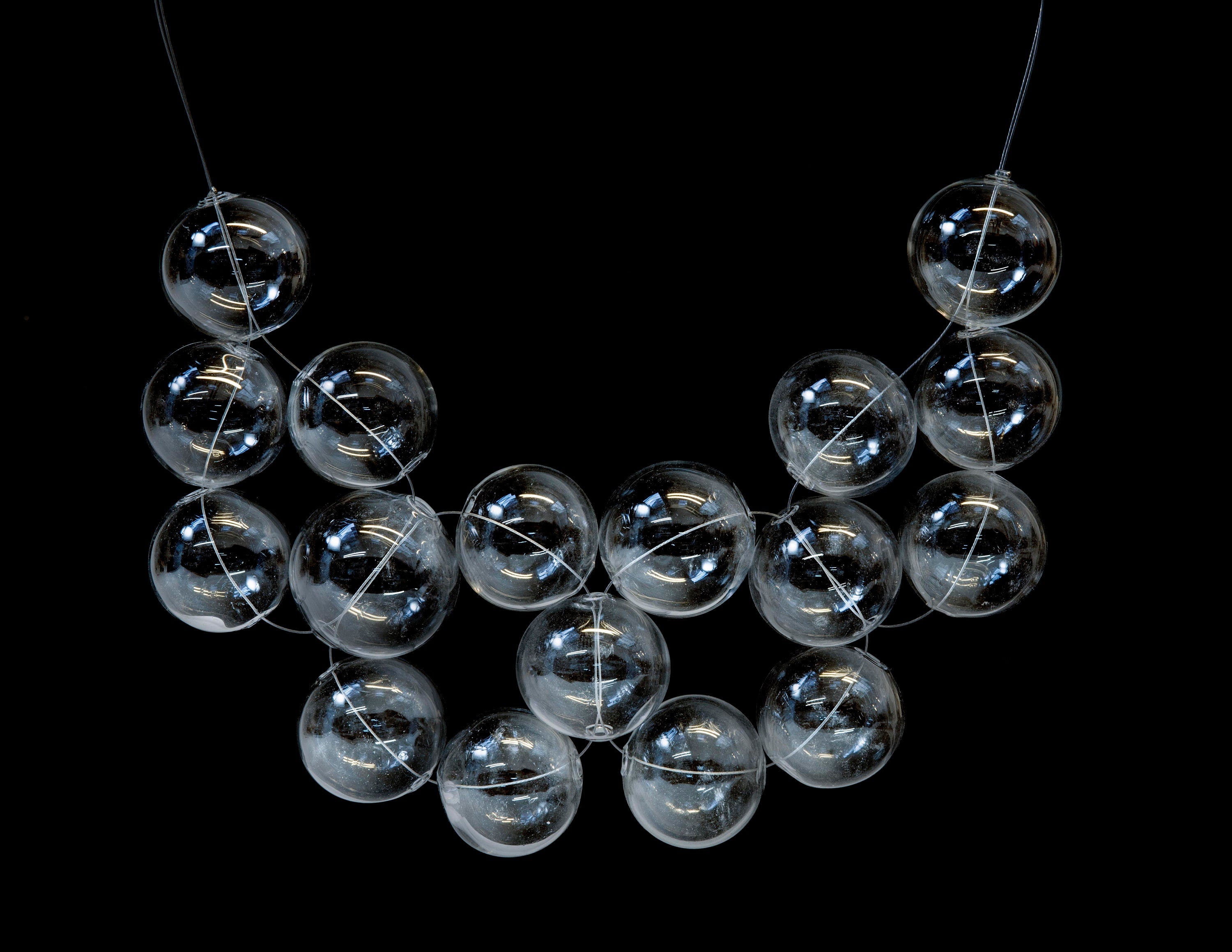 Blown glass necklace -Glass bubbles - Spheres - transparent beads - necklace - Murano glass- Murano necklace Phone essential to ship.