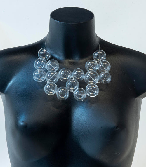 Blown glass necklace -Glass bubbles - Spheres - transparent beads - necklace - Murano glass- Murano necklace Phone essential to ship.