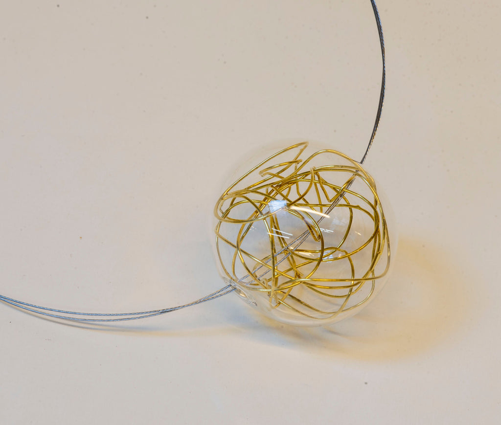 Metal wire blown glass necklace - Glass bubbles - Spheres - Statement necklace - Geometric - Abstract - Modern - Murano glass - blowed bead
