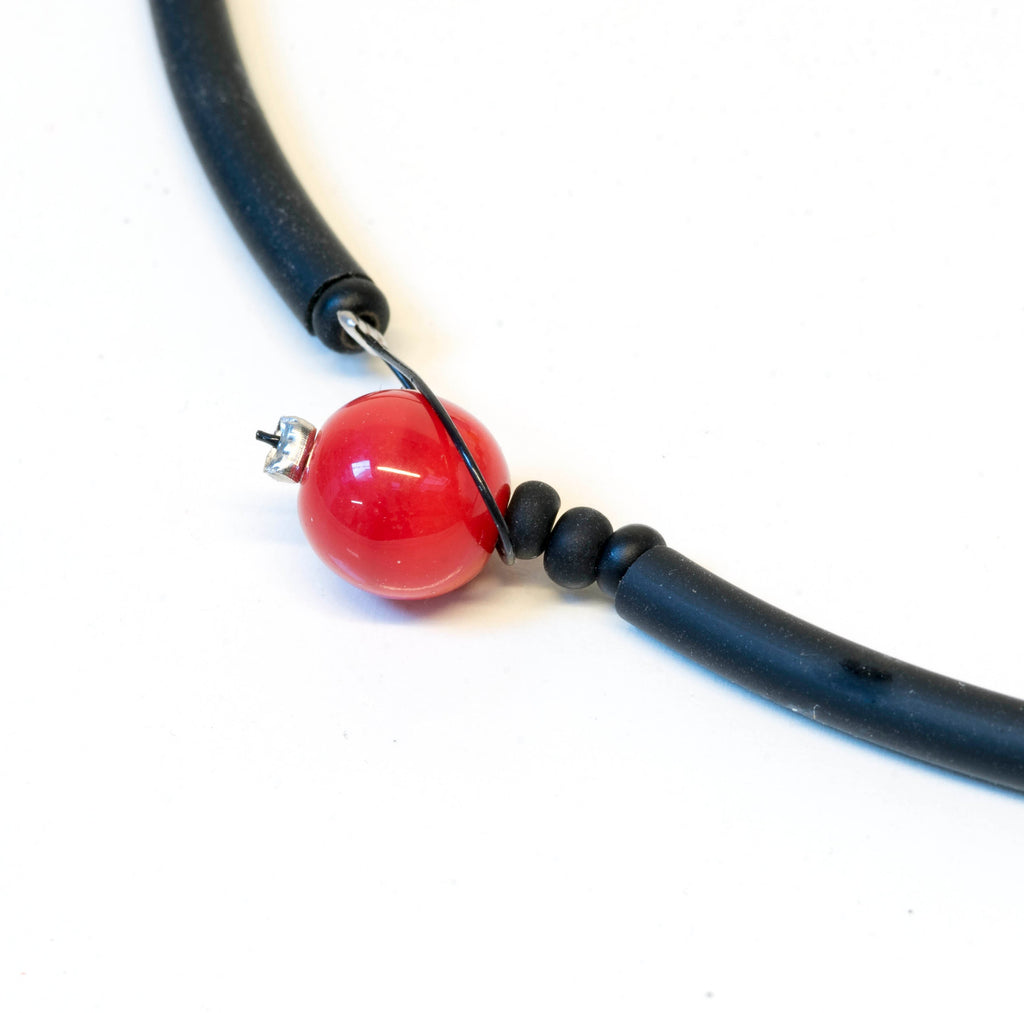 Murano glass necklace handmade Murano glass original made in Italy - Metal wire blown glass necklace - Glass bubbles - Spheres - Statement