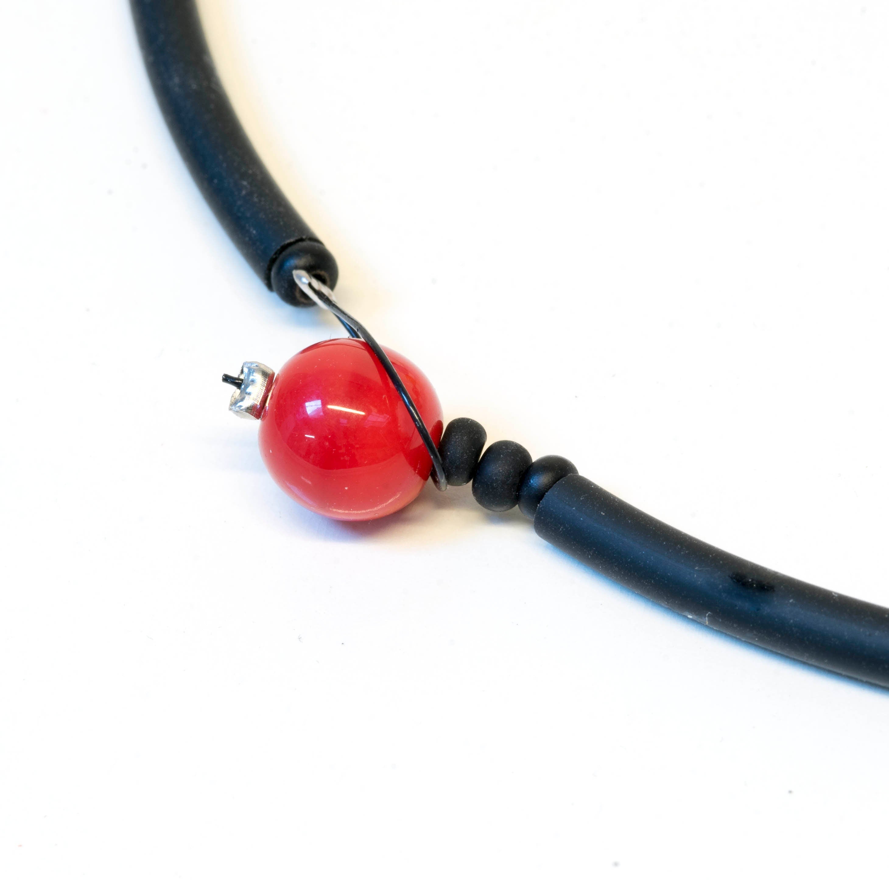 Murano glass necklace handmade Murano glass original made in Italy - Metal wire blown glass necklace - Glass bubbles - Spheres - Statement