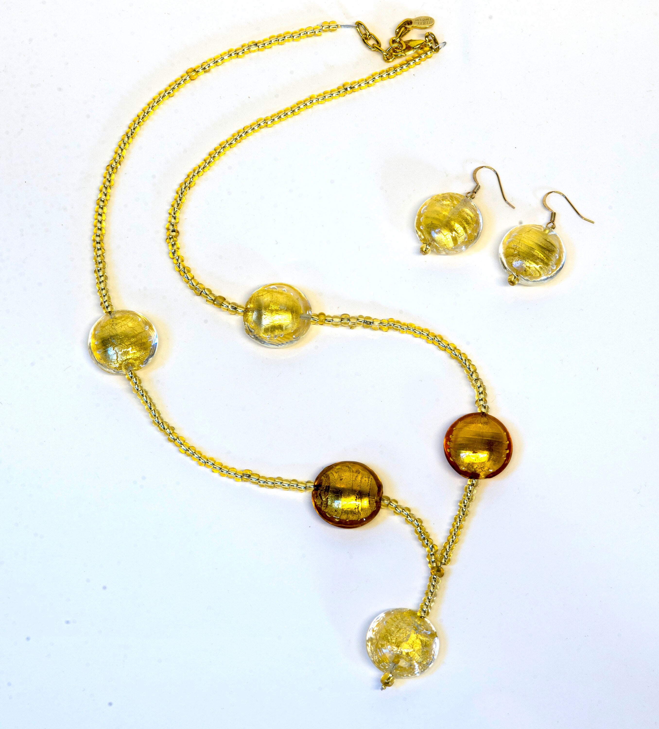 Necklace classic of Murano handmade in by Cesare Sent made in Italy gold leaf glass beads elegant refined statement jewel