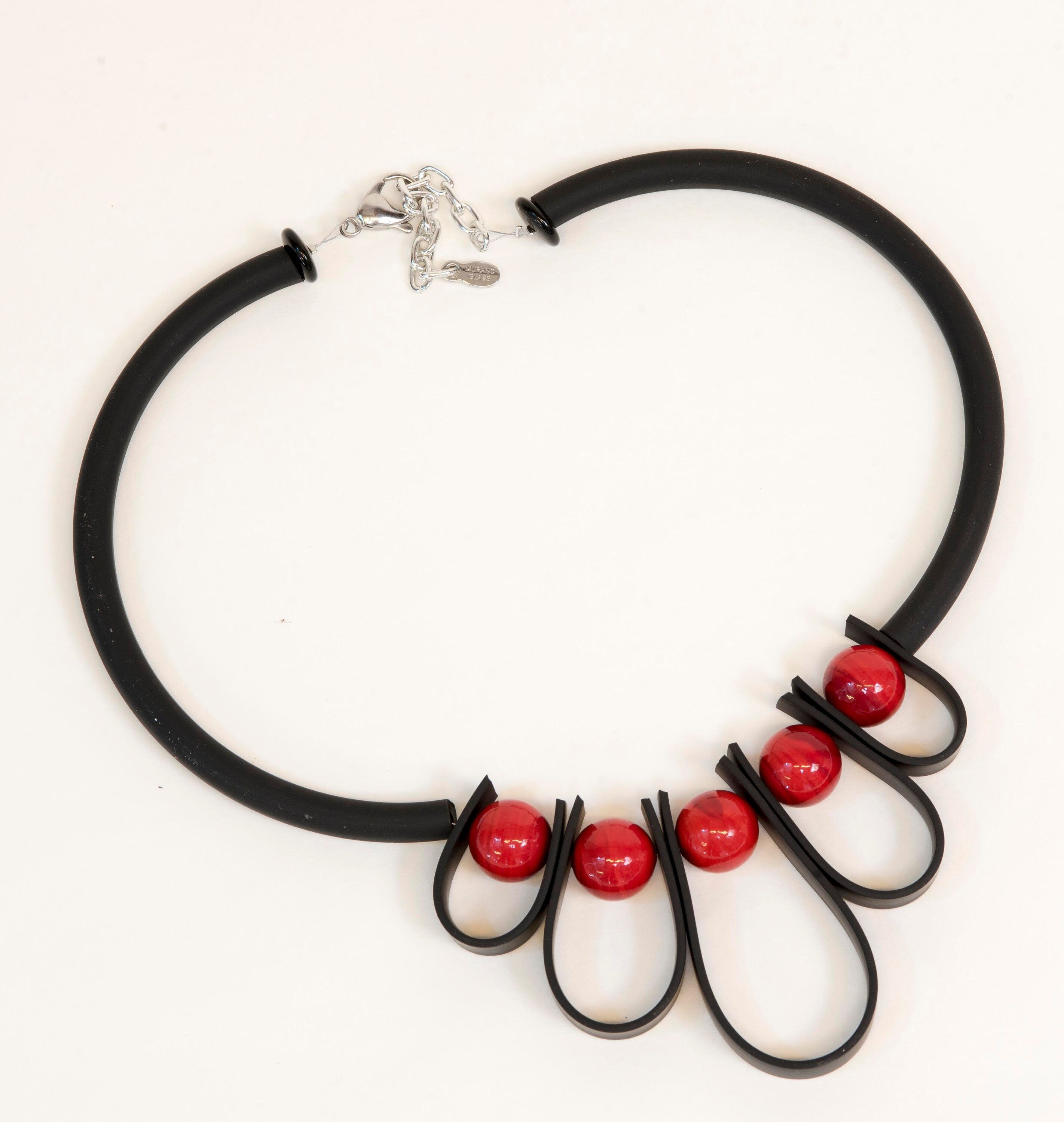 NECKLACE Murano glass handmade in Murano by Cesare Sent original made in Italy glass beads rubber tube fashion modern different crafts