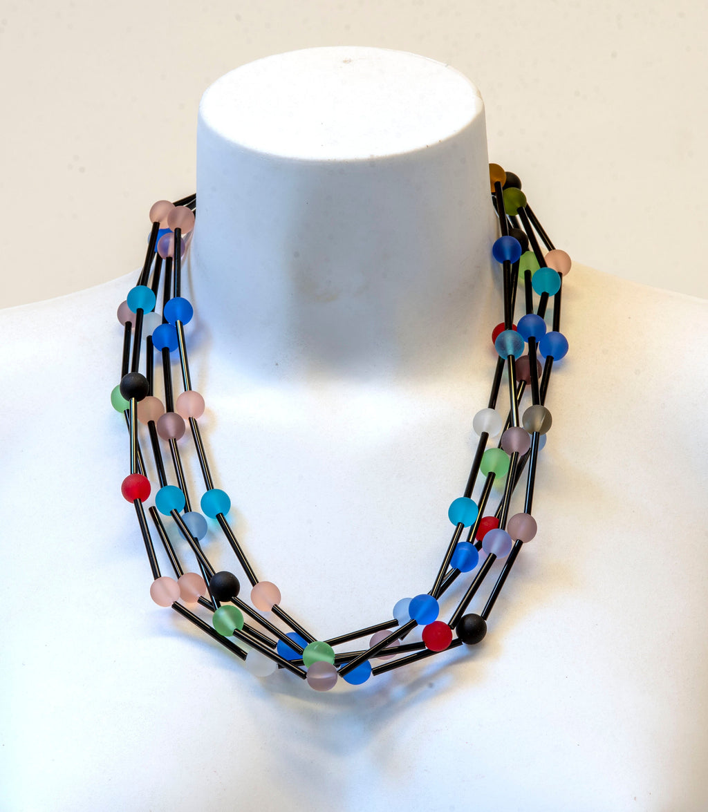 statement necklace, statement necklace for women, multicolor statement necklace, multiwire necklace, Murano glass necklace, Italy craft.